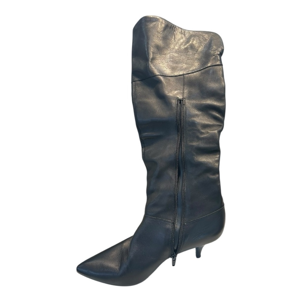 Sleek Black Leather Heeled Boots